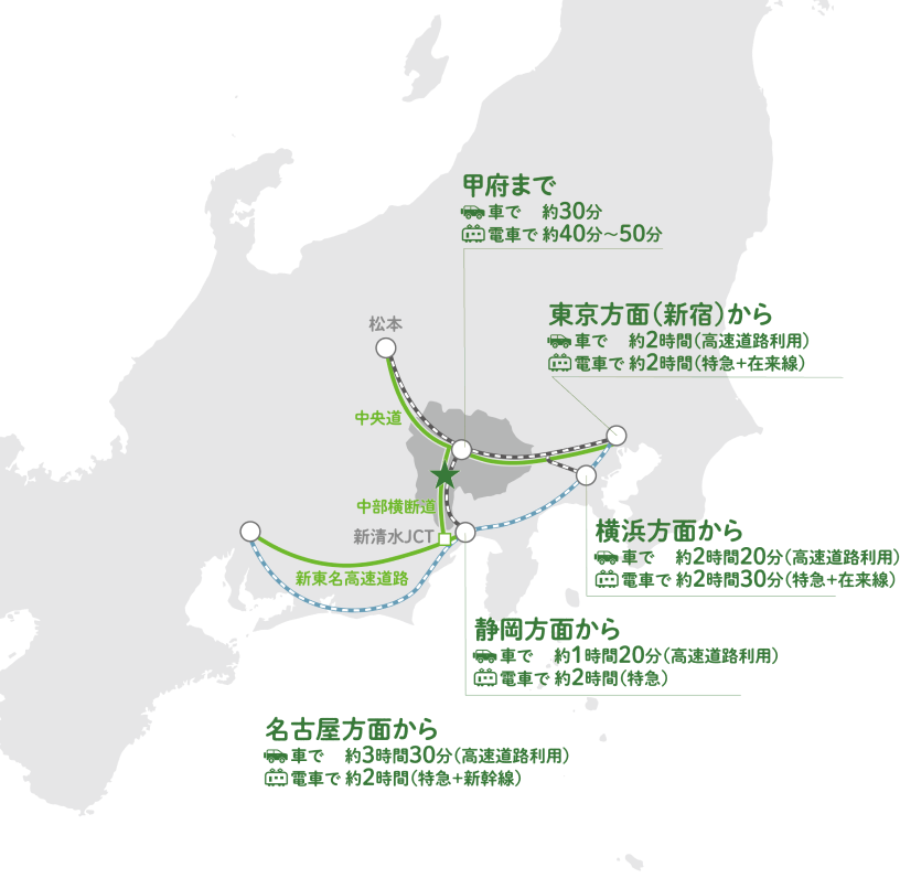 日本地図からの市川三郷町