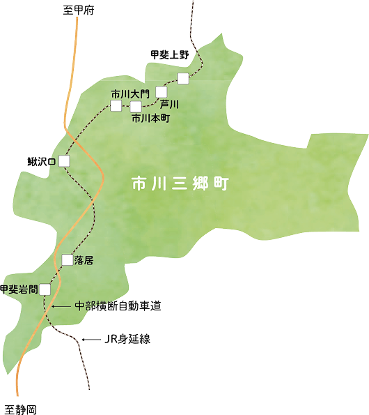 市川三郷町内の地図