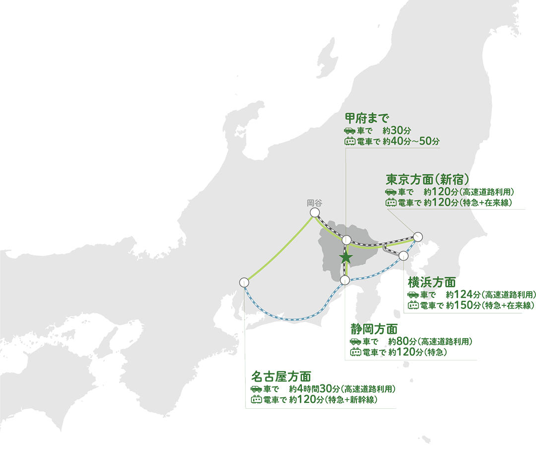 日本地図からの市川三郷町